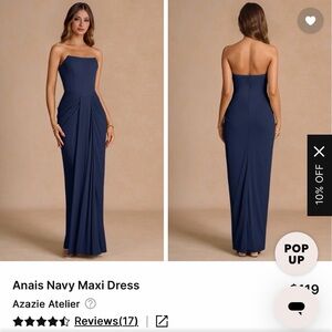 Azazie Anais Strapless Navy Maxi Dress